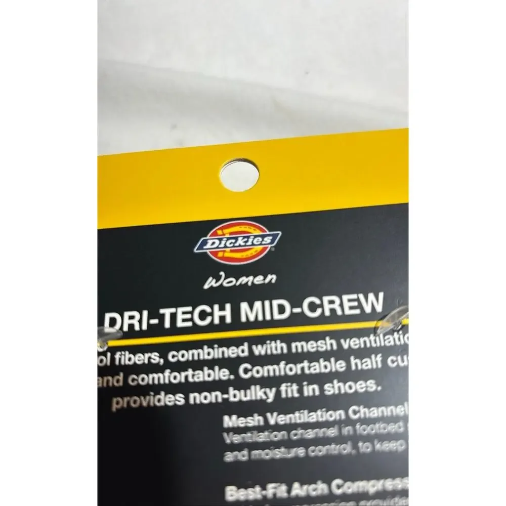Dickies Women's Dri-Tech Mid-Crew Socks Set Of 5 NWT